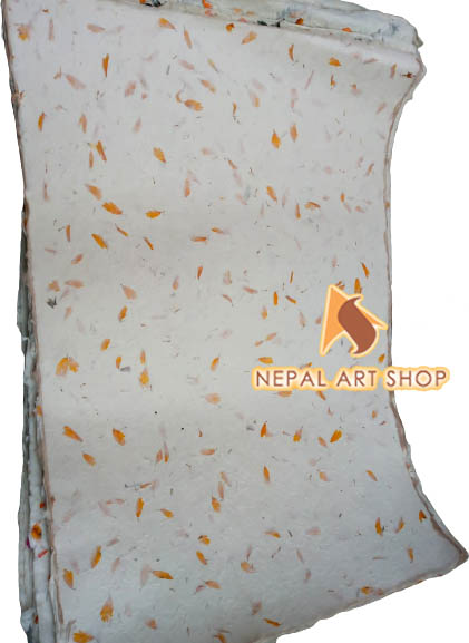 Himalayan paper, decorative paper, handmade paper, Lokta paper, Himalaya Paper, 120gsm lokta paper, thick lokta paper, Marigold Petals