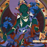 Tibetan Goddess Tara, Green Tara Thangka, Green Tara Painting, tibetan art, tibetan thangkas for sale, 
Tara Thangka Painting