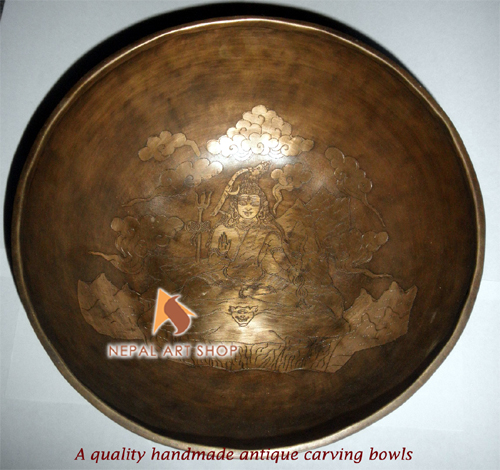 Carved Tibetan Singing Bowls - Manufacturer and Exporter Nepal Art Shop