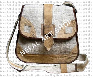 Hemp & leather crossbody bags, nepal leather crafts
