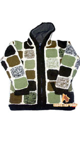 hippie jacket, wool pullover, wool jacket with hoodie, jumper jacket, hippie coat