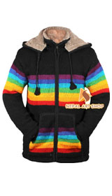 wool fleece hoodie,
nepal wool jacket, hippie boho winter coat, wool windbreaker