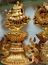 Tibetan buddhist rituals crafts, essential buddhist ritual items for sale, Buddha stupa crafts, Conch Shell, bumpa, kapala, offering bowls, Tingsha, Prayer Wheels, Prayer Beads Mala, Prayer Flags