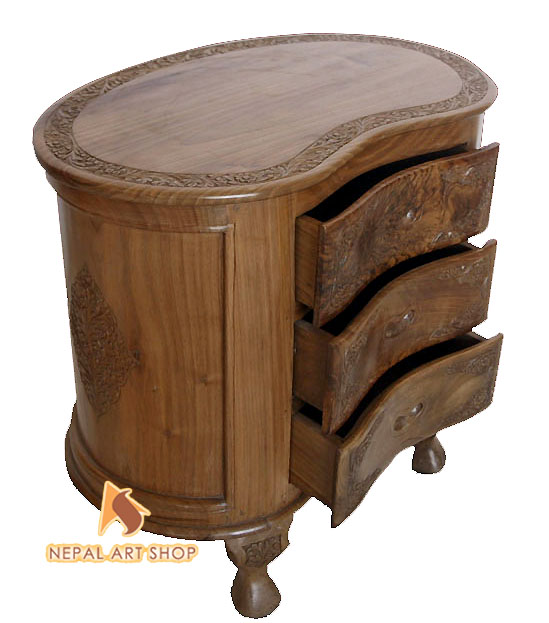 walnut kidney table, Modern Walnut Furniture, hand carved walnut furnitures, walnut furniture srinagar, India, wood carvings