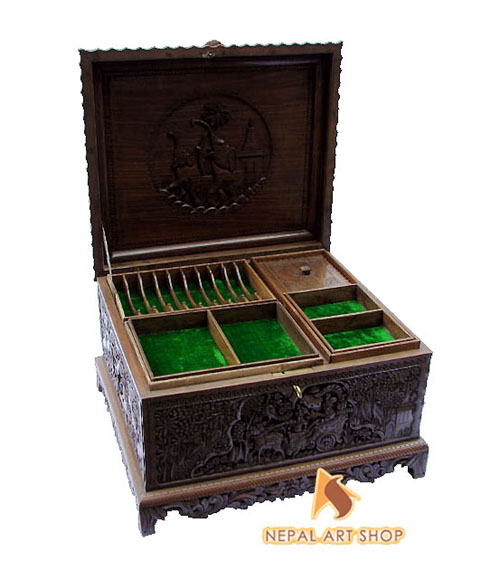 walnut jewelry box, handcrafted wooden jewelry box, wooden, cherry, drawer