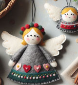 Felt Wool Scandinavian ornaments sewing pattern of beautiful angels