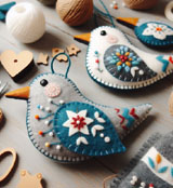 Felt Wool Scandinavian ornaments sewing pattern of Felt bird