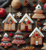 Felt Wool Scandinavian ornaments sewing pattern of Gingerbread Houses