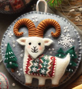 Felt Wool Scandinavian ornaments sewing pattern of christmas goat