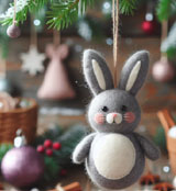 handmade felt wool rabbit for Christmas hanging