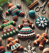 Felt Wool Scandinavian ornaments sewing pattern of Gingerbread Folk