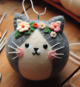 Felt Wool Scandinavian ornaments sewing pattern of Pussycat bloom