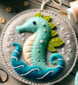 Felt Wool Scandinavian ornaments sewing pattern of Sea Horse