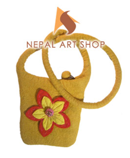 Mustard Sling Felt Purse – Wholesale Code NASFC020 from Nepal