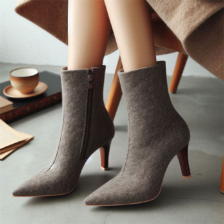 Pointed Toe High-Ankle Boots