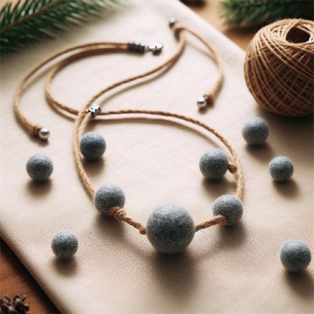 Felt crafted ball necklace is simple trendy and stylish accessories