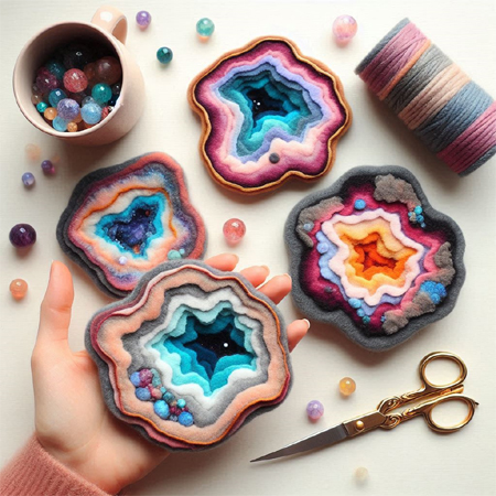 Felt geode coasters are stunning and creative craft