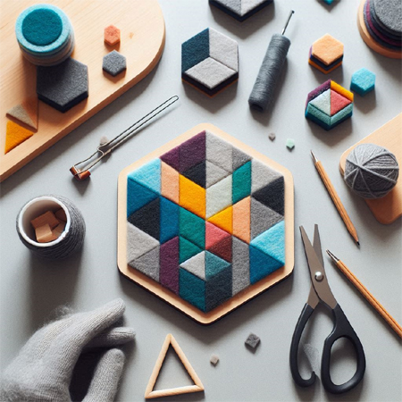 Felt Geometric Coasters, ideal felt crafts