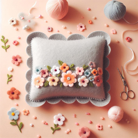 Felt Scalloped Pillow, cozy felt crafts