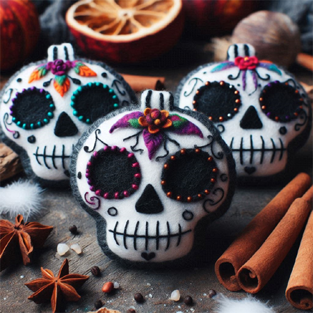 Felt sugar skull sachets are spooky and fragrant craft