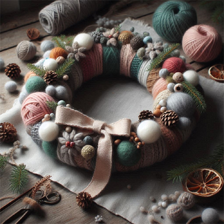 Felt Yarn Wreath - Special among felt craft accessories